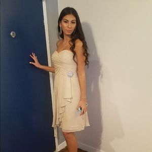 David’s Bridal Champagne Strapless Dress